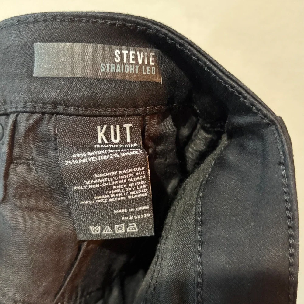 Kut‎ from the Kloth Stevie Pants Womens 12 Black Straight Leg Stretch Denim
